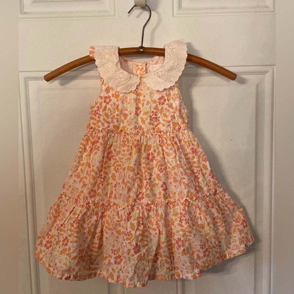Shabby Chic Floral Scalloped Eyelet Collar Dress